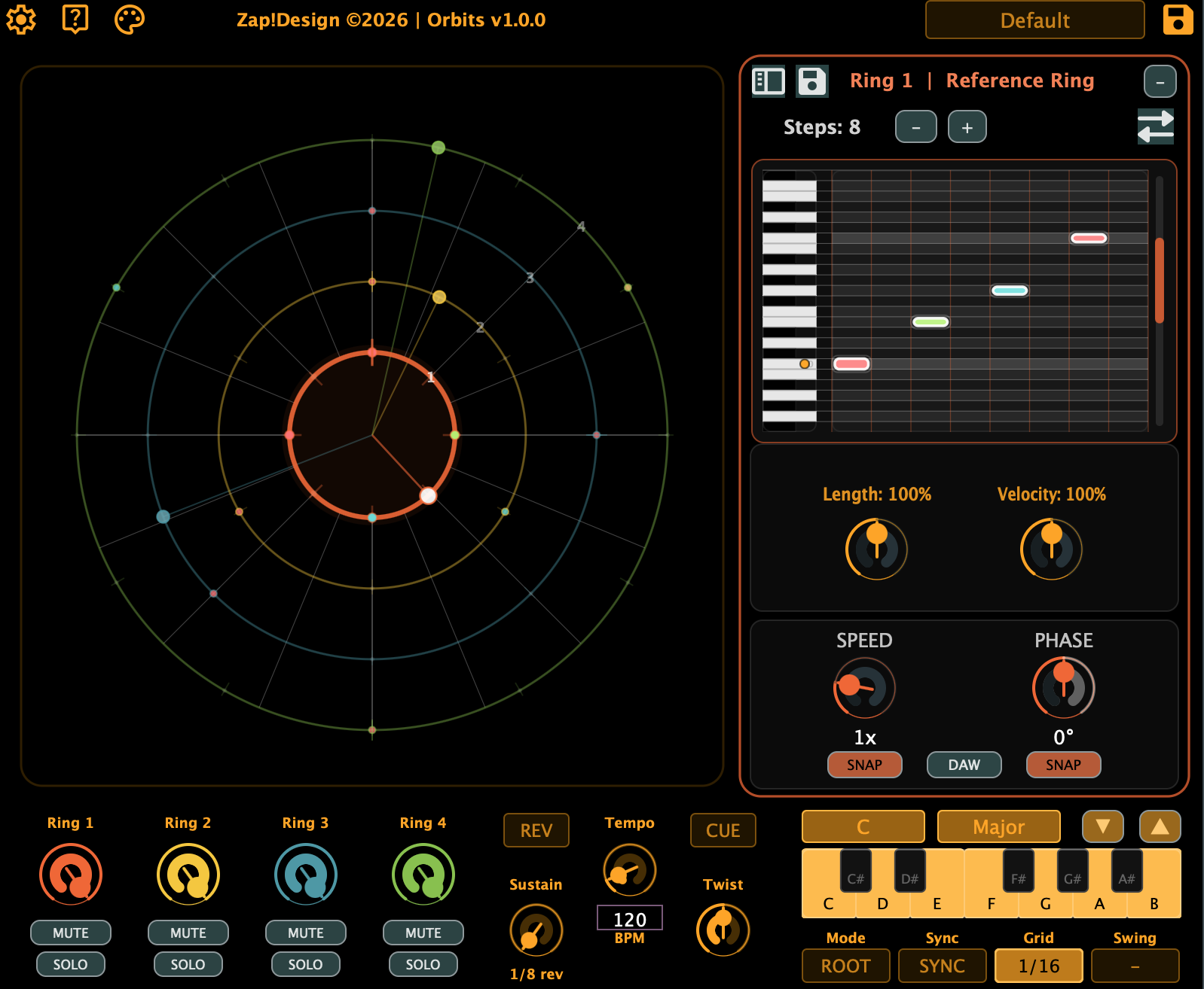 Orbits polyrhythmic MIDI sequencer